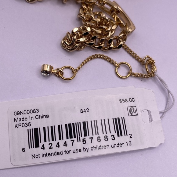 NWT Karl Lagerfeld Gold Tone Necklace with Red Gemstones - Picture 5 of 6